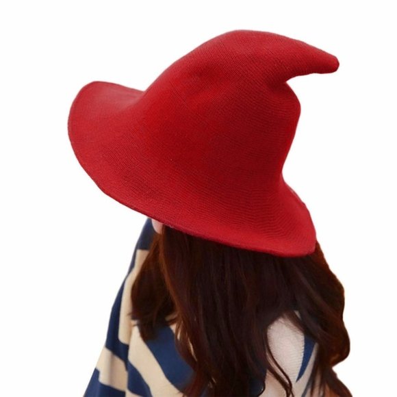 4 x Halloween Girl Wool Witch Hat Foldable Pointed - Picture 5 of 6